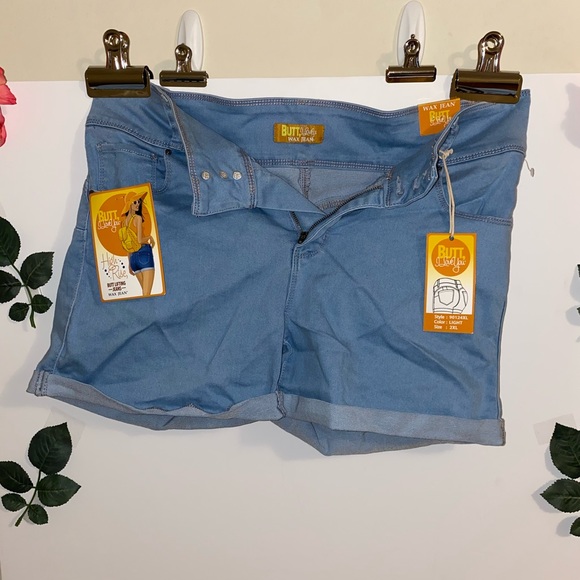 High rise light blue shorts - Picture 2 of 4